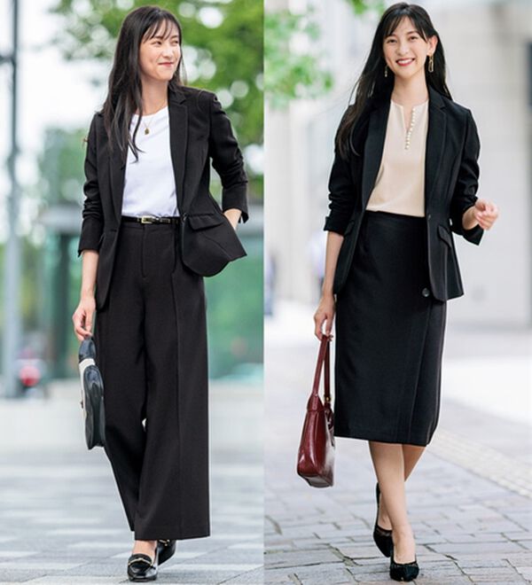 GeeRA（ジーラ）の「【ジャケット+2ボトム】洗えるストレッチ！ジャケット＆ブラウス＆ワイドパンツ＆スカートスーツセット（パンツスーツ）」｜詳細画像