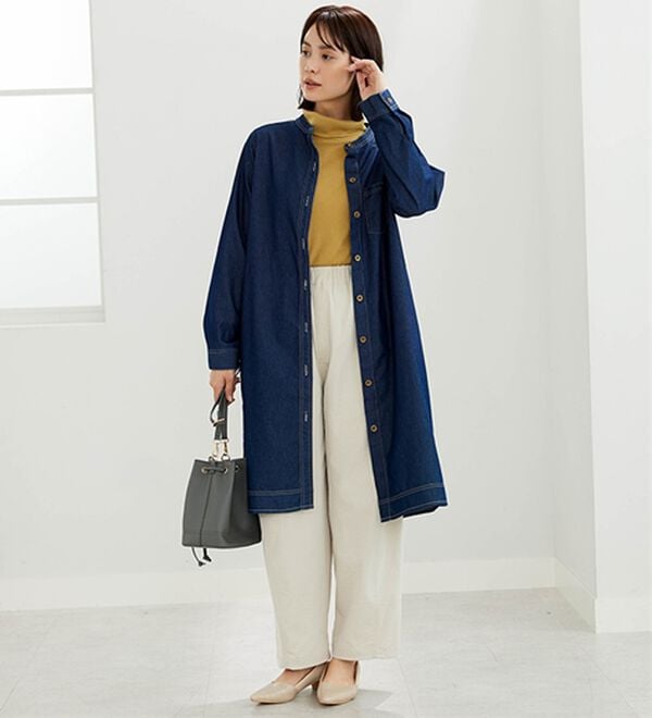 BELLUNA（ベルーナ）の「デニム素材ボタン使いジャケットワンピース（その他ワンピース）」｜詳細画像
