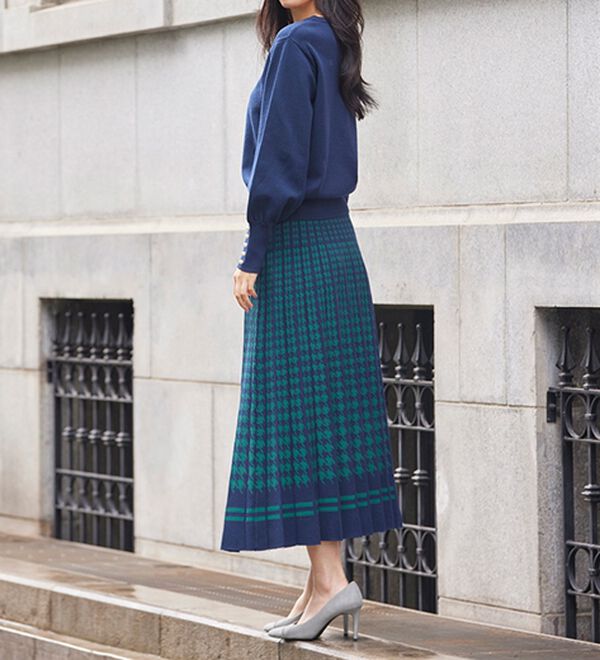 RANAN（ラナン）の「【ムースタッチライト】洗える！千鳥ジャカードスカートセットアップ（ひざ丈スカート）」｜詳細画像