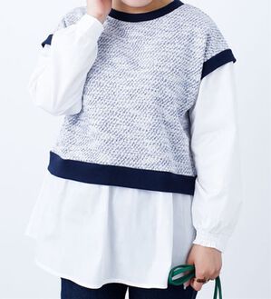 BELLUNA（ベルーナ）の「ツイード調シャツフェイクチュニック（チュニック）」｜ブルー系