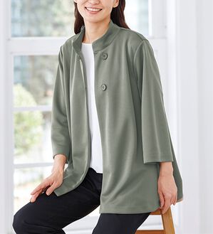 「日本製　サラッと快適ポンチョ風ジャケット（シャツ）」｜グレー