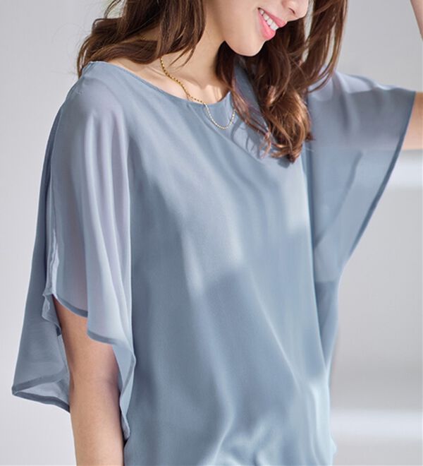 alotta（アロッタ）の「【接触冷感】カットソー裏地付ドルマンブラウス（ブラウス）」｜詳細画像