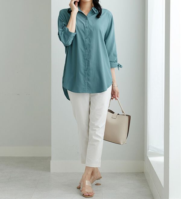 BELLUNA（ベルーナ）の「イージーケア！袖リボンシャツチュニック（チュニック）」｜詳細画像