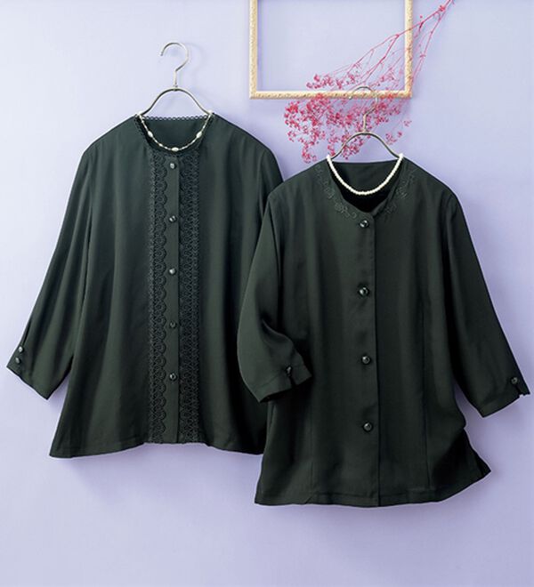 ルフラン（ルフラン）の「【２枚組】フォーマル用黒のデザインブラウス（ブラックフォーマル（喪服・礼服））」｜2枚組