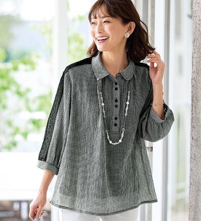 BELLUNA（ベルーナ）の「暑い夏に着たい！涼やか綿１００％ブラウス（ブラウス）」