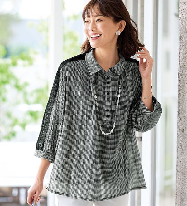 BELLUNA（ベルーナ）の「暑い夏に着たい！涼やか綿１００％ブラウス（ブラウス）」｜詳細画像