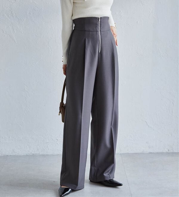 RANAN（ラナン）の「ハイウエストジップワイドパンツ（ワイドパンツ・ガウチョ）」｜詳細画像