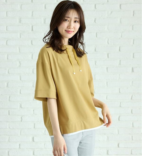 BELLUNA（ベルーナ）の「ワイドネックデザイン重ね着風プルオーバー（カットソー）」｜詳細画像