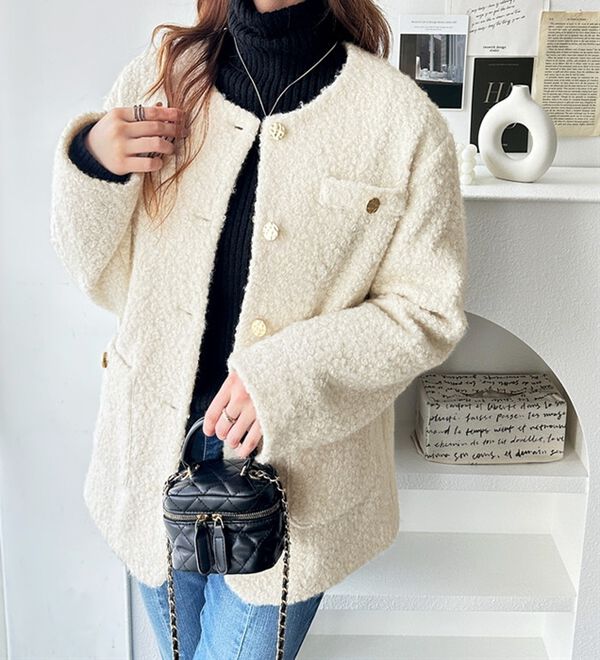 リングウールライク金ボタンジャケットコート - ベルーナ【公式】