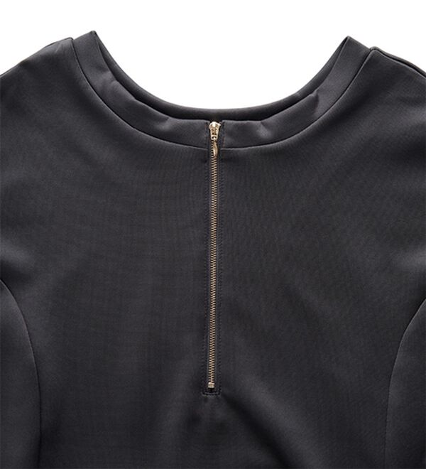 GeeRA（ジーラ）の「【再入荷】1枚で決まる！ハーフジップフレアワンピース（カットソーワンピース）」｜詳細画像