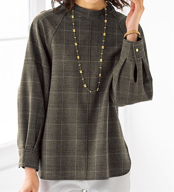 BELLUNA（ベルーナ）の「チェック柄ハイネックブラウス（ブラウス）」｜詳細画像