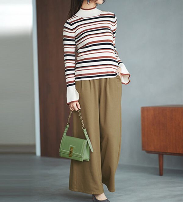 RANAN（ラナン）の「柔らかあったか！裏起毛ロングフレアガウチョパンツ（フルレングスパンツ）」｜詳細画像