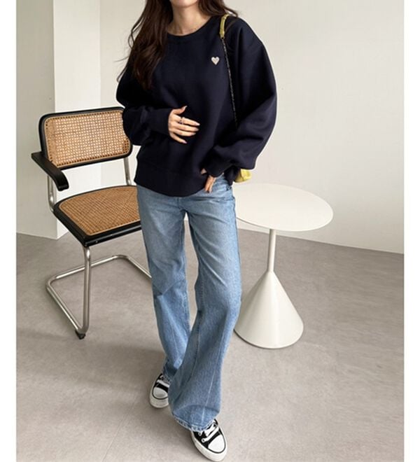 GeeRA（ジーラ）の「ロゴ＆ハート刺しゅう裏起毛スウェット（トレーナー・スウェット）」｜詳細画像