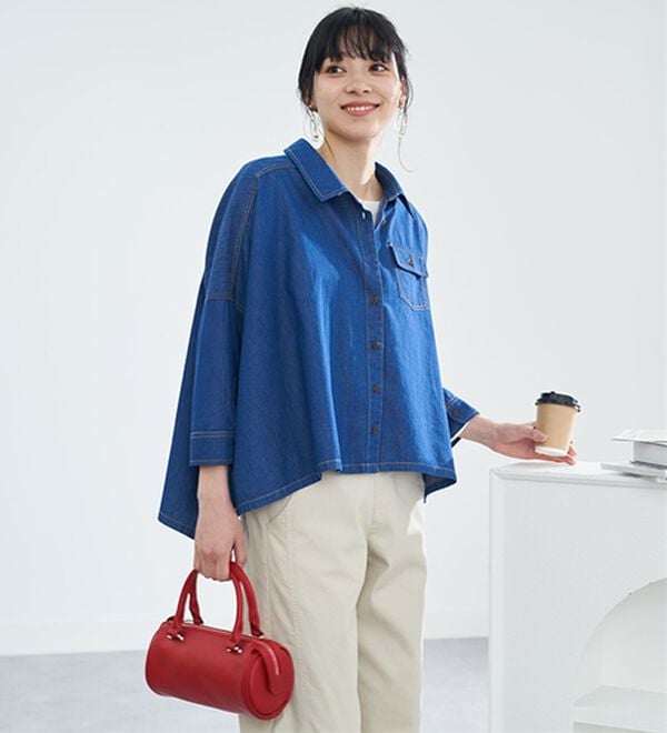 BELLUNA（ベルーナ）の「大人のゆるっと変形デニムシャツ（シャツ）」｜詳細画像