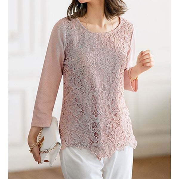 BELLUNA（ベルーナ）の「こっそり汗対策！抗菌消臭ケミカルレース使いプルオーバー（カットソー）」｜詳細画像