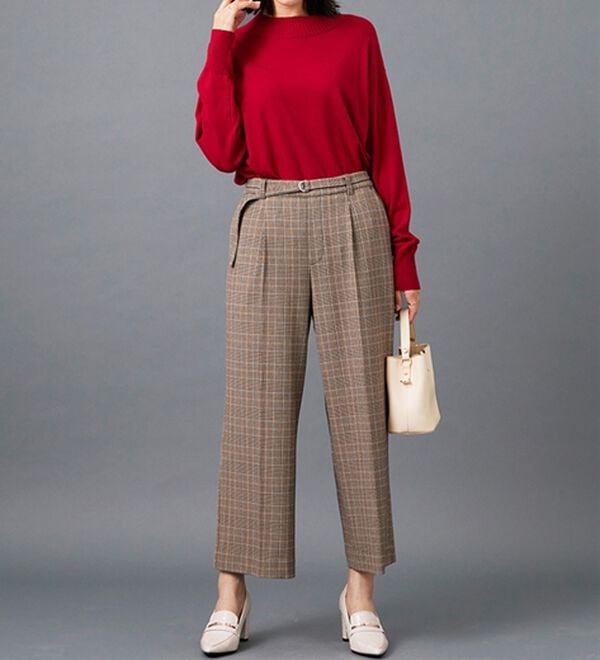 BELLUNA（ベルーナ）の「サマ見え（Ｗ）ベルト付ワイドパンツ（ワイドパンツ・ガウチョ）」｜詳細画像