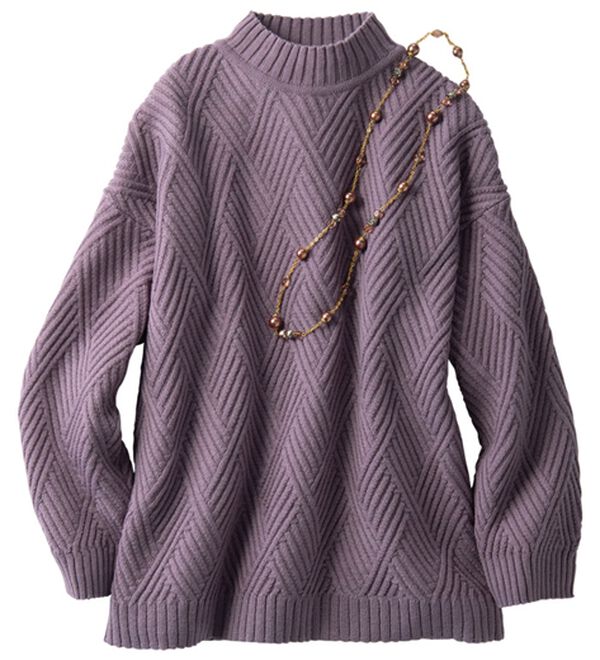 ルフラン（ルフラン）の「日本製編地切替ニットプルオーバー（ニット・セーター）」｜パープル