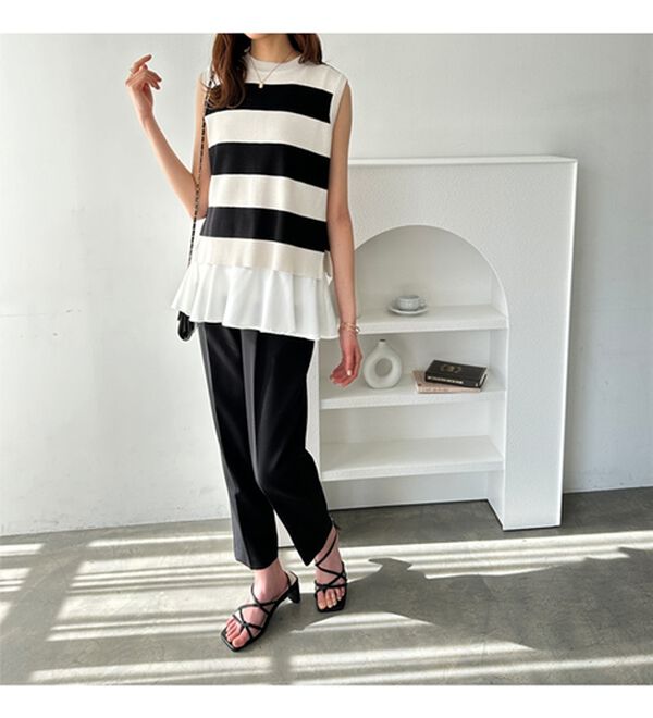 GeeRA（ジーラ）の「ペプラムタンク付ニットプルオーバー（アンサンブル）」｜詳細画像