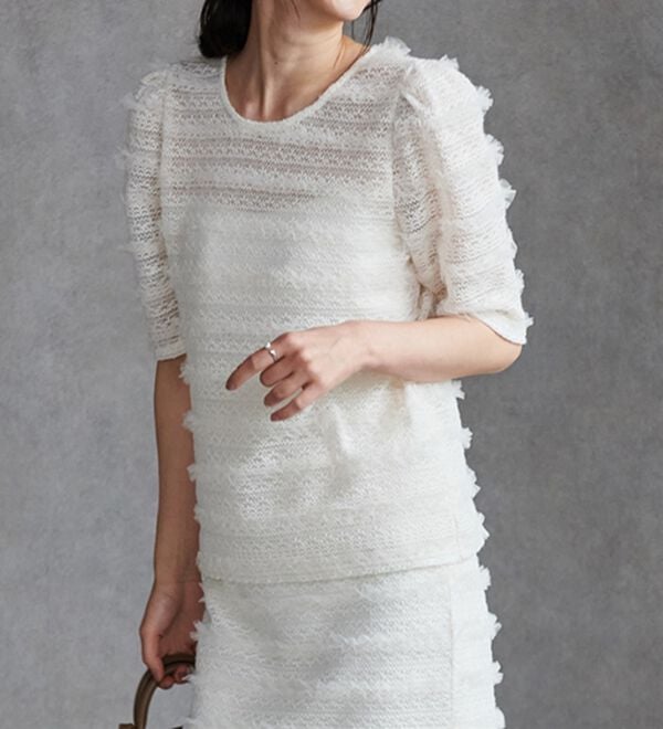 RANAN（ラナン）の「フリルレースパフスリーブトップス（カットソー）」｜詳細画像