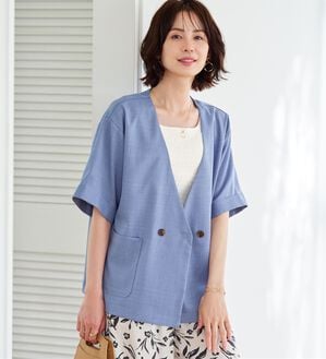 BELLUNA（ベルーナ）の「麻調素材ノーカラーダブルジャケット（その他ジャケット）」｜詳細画像