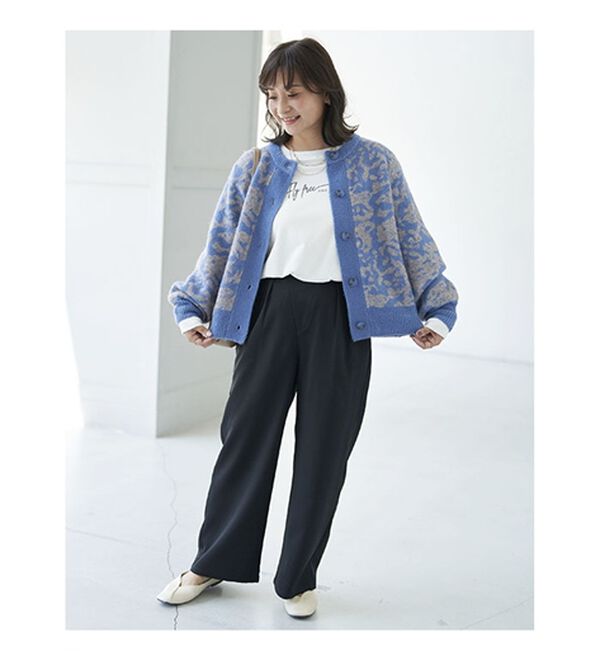 BELLUNA（ベルーナ）の「配色ジャカードニットショートカーディガン（ニットカーディガン）」｜詳細画像