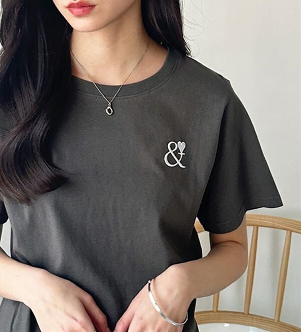 GeeRA（ジーラ）の「アンドハート刺しゅうＴシャツ（Tシャツ）」｜詳細画像