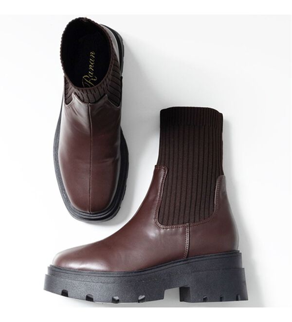 ニット切替厚底ソックスブーツ - ベルーナ【公式】