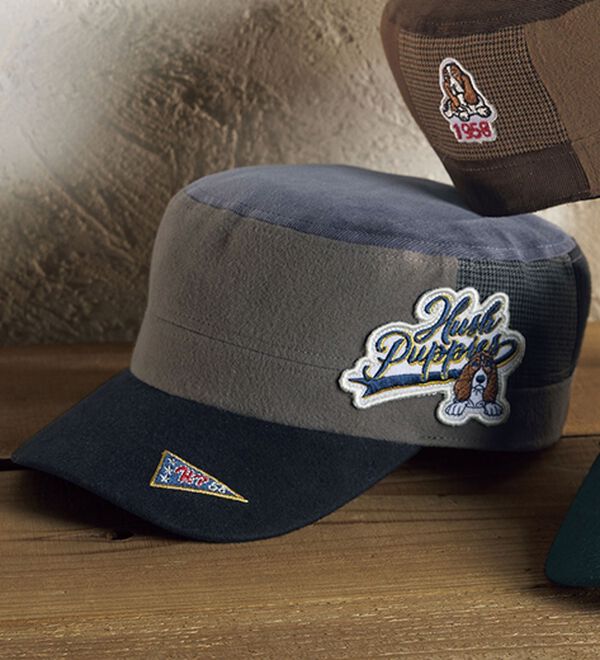 「＜ハッシュパピー＞コーデュロイビッグロゴキャップ（メンズ帽子）」｜グレー