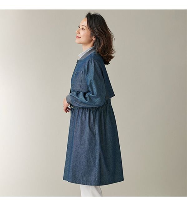 BELLUNA（ベルーナ）の「デニム素材中わたベスト付重ねデザインコート（ロングコート）」｜詳細画像