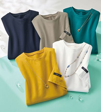 ルフラン（ルフラン）の「【５色組】＜さらりコットン＞ゆったりＴシャツ（Tシャツ）」
