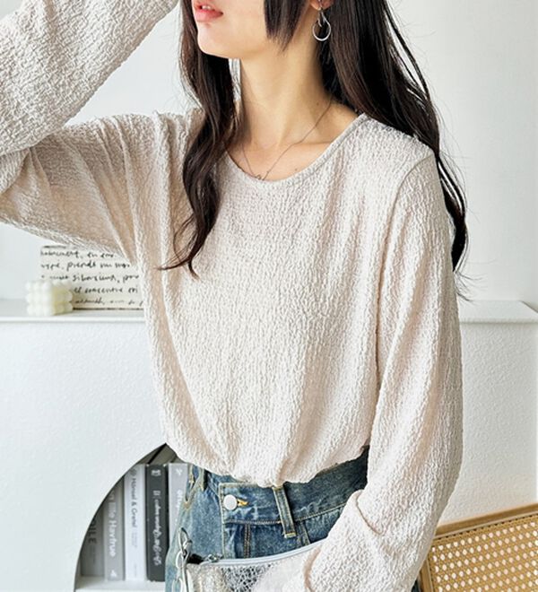 GeeRA（ジーラ）の「クルーネックジャガードプルオーバー（カットソー）」｜詳細画像