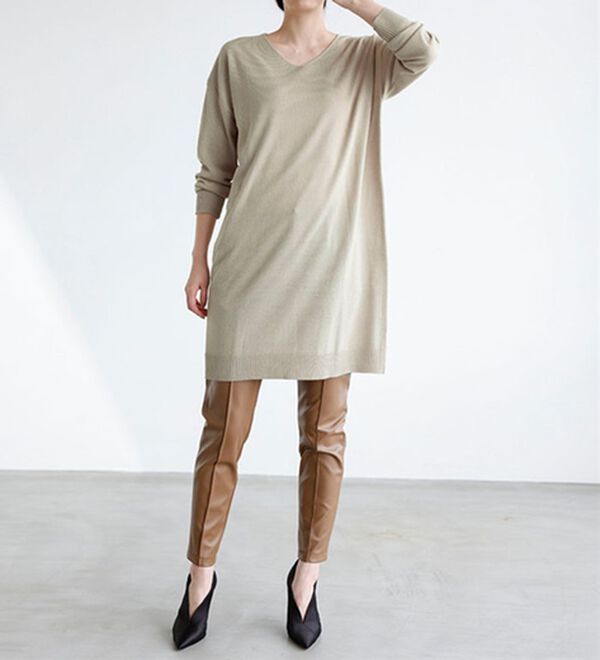 RANAN（ラナン）の「カシミヤタッチニットチュニックワンピース（チュニック）」｜詳細画像