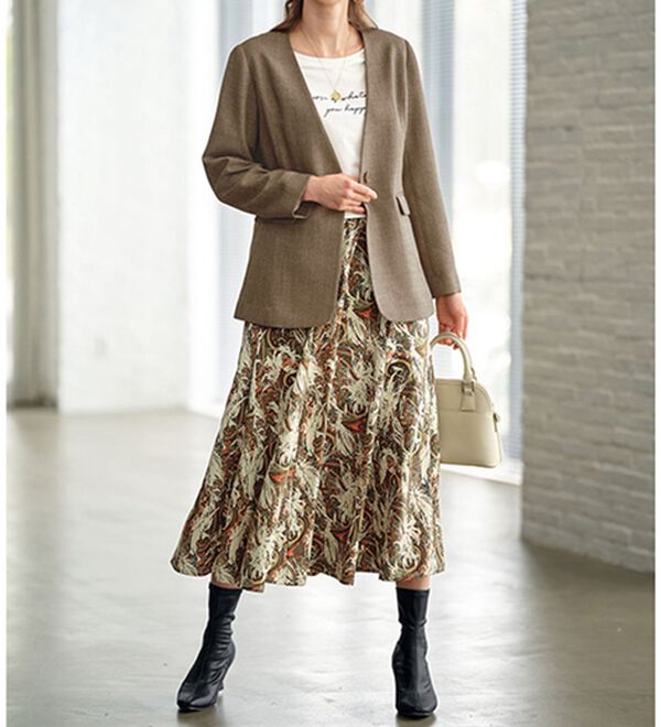 BELLUNA（ベルーナ）の「＜楽スタフィット＞ツイード調ノーカラージャケット（ノーカラージャケット）」｜詳細画像