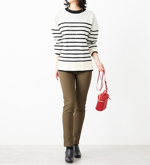 BELLUNA（ベルーナ）の「静電防止！蓄熱綿サテンストレッチカラーパンツスリム（フルレングスパンツ）」｜詳細画像