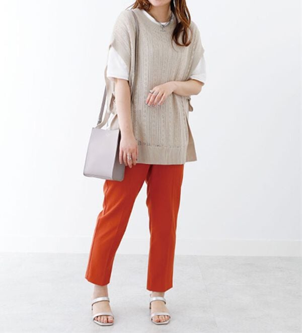 BELLUNA（ベルーナ）の「サイドリボン透かし編ベストアンサンブル（アンサンブル）」｜詳細画像