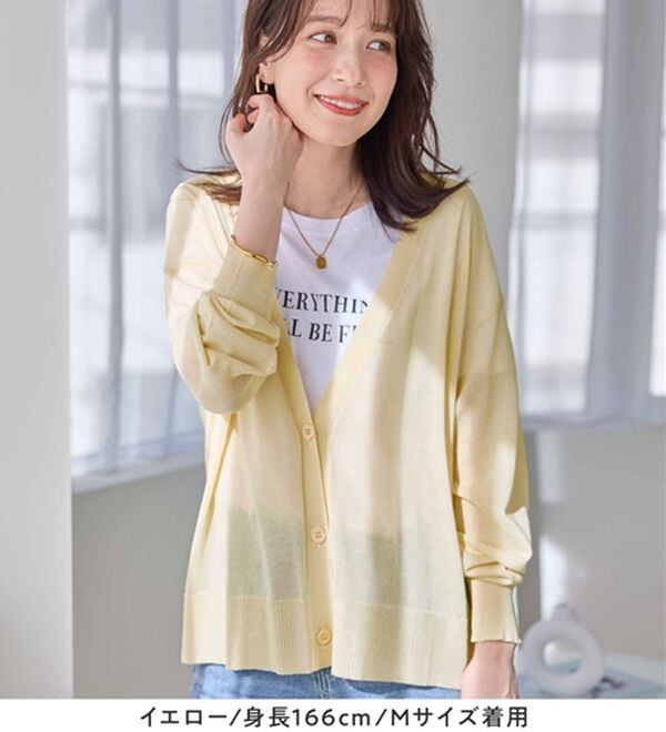 Viola e Viola（ヴィオラ エ ヴィオラ）の「【ＵＶカット】さらっと軽いＶネックサマーニットカーディガン（ニットカーディガン）」｜詳細画像