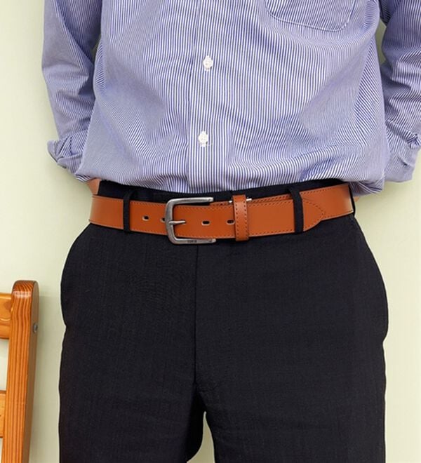 「【EDWIN】紳士牛床革Sステッチ35ベルト（メンズベルト）」｜詳細画像