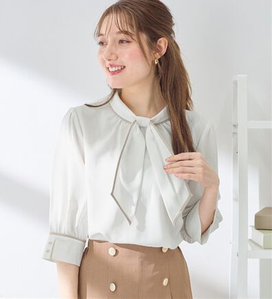 alotta（アロッタ）の「袖口パール6分袖ブラウス（ブラウス）」