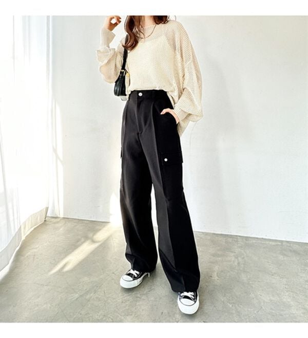 GeeRA（ジーラ）の「タックワイドストレートカーゴパンツ（フルレングスパンツ）」｜詳細画像