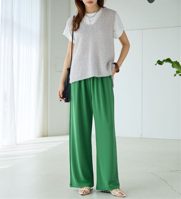 BELLUNA（ベルーナ）の「シャリさら！快適ドロストワイドパンツ（ワイドパンツ・ガウチョ）」｜詳細画像