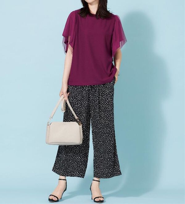 BELLUNA（ベルーナ）の「チュール使いフリル袖プルオーバー（カットソー）」｜詳細画像