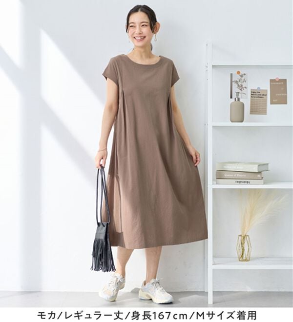 Viola e Viola（ヴィオラ エ ヴィオラ）の「【選べる２丈】綿１００％タック使いワンピース＜Ｓ～４Ｌ＞（チュニックワンピース）」｜詳細画像