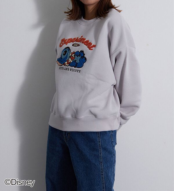 Disney＞【スティッチ】さがら刺しゅう裏起毛ゆったりトレーナー