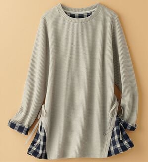 BELLUNA（ベルーナ）の「異素材重ね着風チュニック（チュニック）」｜ライトグレー