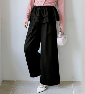 alotta（アロッタ）の「【Corie】ラインストーンフリルスラックス（フルレングスパンツ）」｜詳細画像