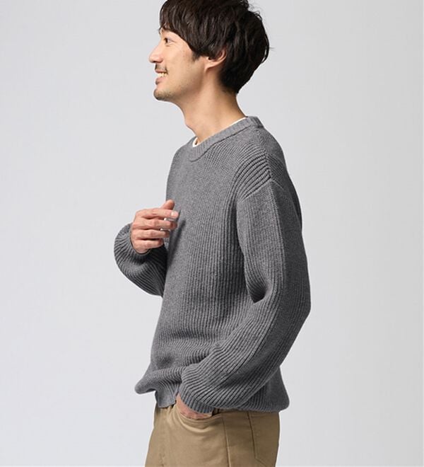 REMEN'S（リメンズ）の「【洗える】やわらかタッチ畦編みクルーネックセーター（メンズニット・セーター）」｜詳細画像