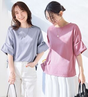 Viola e Viola（ヴィオラ エ ヴィオラ）の「ひんやり細見え！デザイン袖トップス（カットソー）」｜詳細画像
