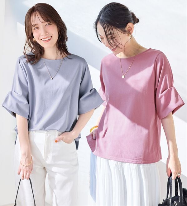 Viola e Viola（ヴィオラ エ ヴィオラ）の「ひんやり細見え！デザイン袖トップス（カットソー）」｜詳細画像