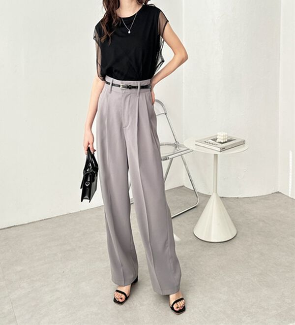 GeeRA（ジーラ）の「ハイウエストスラックスパンツ（ワイドパンツ・ガウチョ）」｜詳細画像