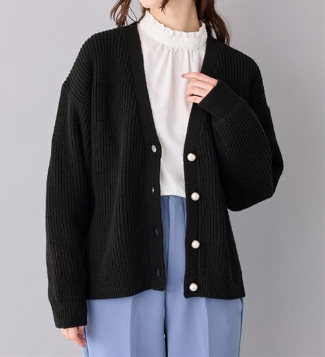 レオナール＊さらさらウール たっぷりゆるいニットカーディガン